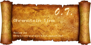 Ohrenstein Tina névjegykártya